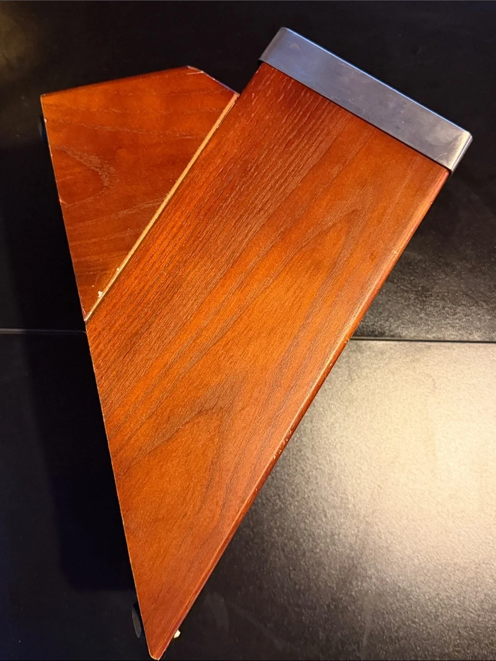 J A HINKLES  Stainless Steel and Wood Knife Block - Brown and Silver